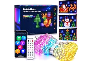 Inteligentna dekoracja świąteczna 400 RGB LED, zasłona świetlna zewnętrzna | Świąteczne oświetlenie okienne z aplikacją i pilotem, motywy świąteczne, 6 trybów dynamicznych, timer