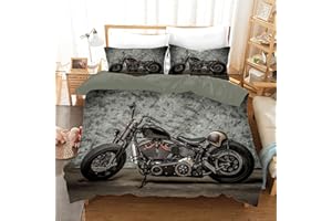 BNREDA Copripiumino Moto 220 x 240 cm,3D Set di Biancheria da Letto a Tema Moto,con 2 federe da 50 x 75 cm, per adulti ragazzi lass (Motocross-a, 220 x 240 cm)