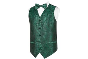 Alizeal Boys Classic Paisley Bow Tie and Suit Vest Set