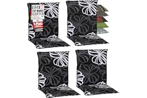 beo Niska oparcie, M125 Boston NL nakładka na krzesło ogrodowe, około 48 x 98 cm, grubość 5 cm, czarna, czteropak