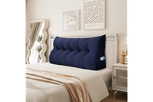 Johnear Poduszka klinowa, poduszka do czytania na łóżko i sofę, poduszka pod oparcie, zagłówek, łóżko, oparcie, duża trójkątna poduszka lędźwiowa (ciemnoniebieska, 160 cm)