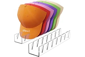 Lifewit Organizador Gorras 2 Piezas, Soporte para Gorras AcríLico sin Instalación para 14 Gorras de BéIsbol, Porta Gorras Multifunción para Armario, Dormitorio, Exhibición de Cómoda, Transparente