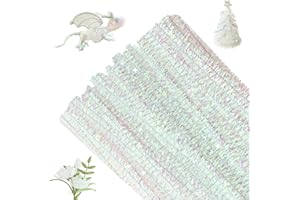 G2PLUS Weiß Glitzer Pfeifenreiniger Weihnachten 6 MM, 100 Stück Pfeifenputzer zum Basteln, 30CM Irisierende Chenilledraht, Lang für Basteln, Weihnachtsdeko, DIY