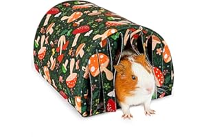 Hedgeink Tunnel Maison pour Cochon d’Inde avec Rideau – Accessoire et Jouet Douillet pour Lapin avec Coussin Lavable – Cachette pour Furet, Hérisson, Chinchilla, Hamster et Petits Animaux