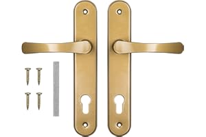 ADGO Jeu de Poignées de Porte pour Une Incrustation de 72 mm Le Biscuit, Poignée en Aluminium, Rosace en Acier Galvanisé Enduit de Poudre, Gauche et Droite, Jeu de vis d'assemblage, Or, 1 pièce