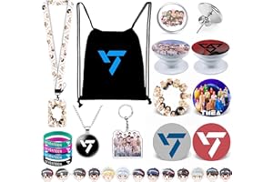 ZHENGGE Kpop Seventeen Gifts Set, Including Drawstring Bag Backpack, Necklace, Earrings, Bracelets, Button Pins, Lanyard ID Holder, Keychain, Phone Ring Holder, Cartoon Badge