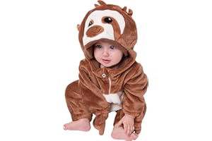 corimori (Baby Onesie Henry das Faultier Süßes Tier Plüsch-Kostüm Strampler Dunkel-Braun Beige (70-90 cm)