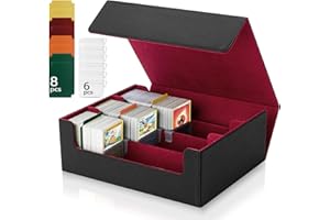Tolesum Caja de Cartas para MTG, Card Deck Box para 1800+ Cartas Con Compartimento, Magnetic Flip Box con Cuero de PU para Cartas de Magic Commander TCG - Negro Rojo