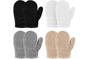 SATINIOR 4 Pairs Kids children Winter Gloves Ages 4-10 Years Soft Knit Toddler Mittens Stretchy Warm Kids Gloves for Boys Girls Riding Outdoor Sports