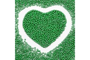 VOOMOLOVE Perline verdi da 3 mm, per la creazione di gioielli, 110 grammi, circa 4000 pezzi, in vetro 8/0, per realizzare orecchini, bracciali, ciondoli, gioielli in vita, perline fai da te fatte a mano (verde
