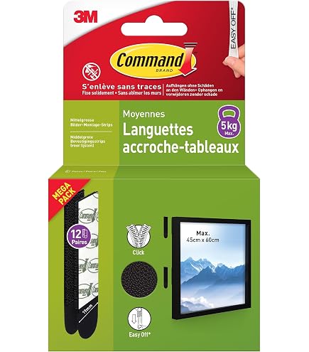 Bandes Adhésives Command - Lot De 24 - Support Jusqu'à 7 Kg - Sans Perçage, Sans Résidus - Blanc