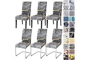 Alishomtll Lot de 4/6 housses de chaise extensibles pour chaise basculante - Housses de chaise élastiques - Amovibles et lavables - Protection pour cuisine, restaurant, hôtel, banquet (marbre, 6