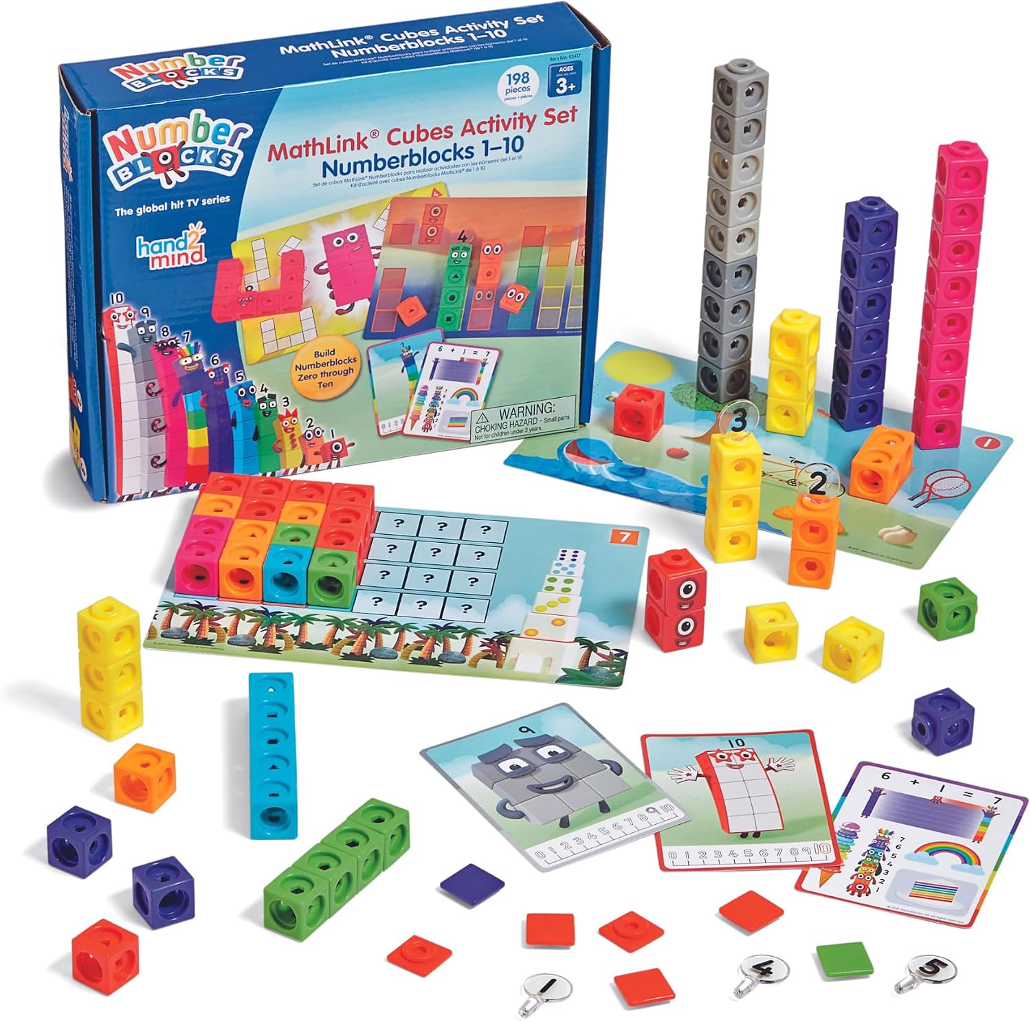 Learning Resources MathLink Cubes Numberblocks 1–10, Juego Educativo para Contar y sumar, Cubos conectables con Tarjetas de Actividades, 251 Piezas, Edades 3+