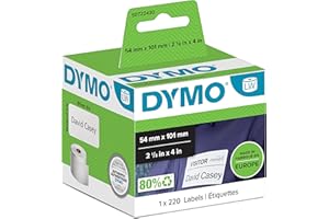DYMO Authentic LabelWriter Large Shipping Labels/Name Badges | 54 mm x 101 mm | Self-Adhesive | Roll of 220 Easy-Peel Labels | for LabelWriter Label Makers | Made in Europe