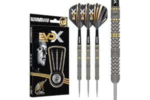 WINMAU – Michael Van Gerwen MvG - EvoX Juego de Dardos Profesionales con Plumas y vástagos - Disponible en Punta Blanda de 18 g Barril/Peso Completo de 20 g y Punta de Acero de 21 g, 22,5 g y 24 g