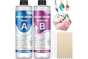 OFCIIN Résine Epoxy Transparente 2 parties 1000 ml, 1: 1 Ratio Revêtement cristalline, Kit pour les Débutant Pour Bois, Artisanat, Moulage, Fabrication Bijoux