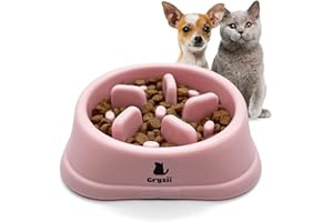 GRYZII Gamelle Anti Glouton Chat & Petit Chien | Animaux de Petite Taille, Alimentation Lente et Saine, Favorise la Digestion de l'animal, Anti Vomissements, Design avec Pieds Antidérapants (Petit, Rose)