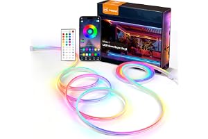 Neonljusslingor 20 m flexibla LED-ljusslingor, 24 V RGB-ljusslingor med styrning via app/fjärrkontroll och flera lägen, IP65
