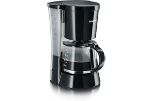 SEVERIN Cafetière Filtre, 800W, 1,4L, Jusqu'à 10 tasses, Système anti-goutte, Porte-filtre amovible, Plaque chauffante,Noir,KA 4479