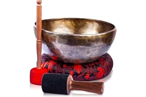 Himalayan Bazaar Grande set di campane tibetane – 22,9 cm Master Healing Grade per il suono del bagno Chakra 7 metallo meditazione yoga