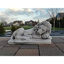 2 Stein-Löwen Figuren - Garten Deko Aus Sandstein 9x6,4x4,5cm