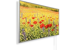 Könighaus 1000 W Infrared Heater with HD Quality Picture, Energy-Saving, TÜV SÜD, Double Overheating Protection, Infrared Wall Heater, Motif: 186 Field of Carnations