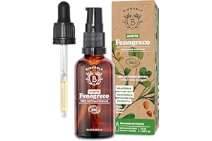 Bionoble Aceite de Fenogreco Orgánico 50ml - Aceite Macerado de Fenogreco y Aceite de Girasol - Cuerpo, Pecho, Glúteos, Cabello - Vegano y Cruelty Free - Botella de vidrio + Pipeta + Bomba