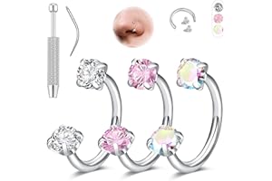 Aidenn 18G Hufeisen Nasenpiercing für Damen, 6-8 mm Nasenring Piercing Schmuck Set gold & silber, doppelter CZ Hufeisen Ringe, chirurgischer Stahl für Helix, Tragus, Labret Lippenpiercing