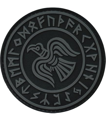 Patch Morale Tactique Viking Vegvisir PVC - 8,5 Cm, Vert Militaire, Fixation Hook (Velcro Crochet)