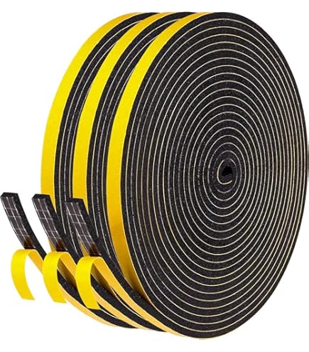 Afdichtingstape, zelfklevend, voor deuren en ramen, 12 mm (B) x 10 mm (D)/4 m schuimrubberen afdichting, tegen koude tocht, anti-botsing, geluidsdichter, waterdicht, stofdicht
