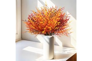Kenvora Decoration Automne Fleurs Artificielles Deco - 10 Bouquet Deco Automne Fleur Artificielle Extérieur Interieur pour Maison Jardin, Orange & Tons d'automne