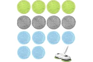 Vegena Lot de 14 Tampons de Nettoyage de Rechange en Microfibre pour Serpillière Microfibre Ronde 16 cm, pour Vadrouille éLectrique sans Fil Rotative de Tampons de Nettoyage de Rechange
