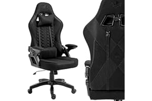 KRAKEN CHAIRS Silla Gaming de Tela Silla de Oficina Ergonómica Sillón Altura Ajustable Sillón giratoria reposabrazos Ajustable cojín Lumbar Negro