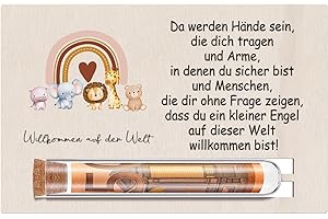 Otuuz Geldgeschenk Verpackung zur Geburt Baby Willkommenskarte für Mädchen Jungen Neugeborene Taufgeschenke mit Reagenzglas Glückwunschkarte zur Kinder Babyparty Geburtstagsfeier(Regenbogen-Tiere)