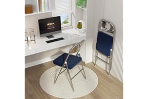 Rcynview Lot de 2 Chaises Pliantes Interieures Exterieur, Chaise Pliante Confortable en Simili Cuir Métal, Dossier Rembourré, Chaise Pliante Salle a Manger de Cuisine Jardin Camping, Chaise Bleue