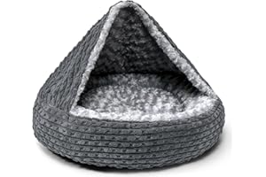 Heymamba Doughnut Dog Bed Medium Dog Cave Bed, Fiber Cotton to Support Medium Dogs, Washable hooded beds for French Bulldog, 66x66x15cm