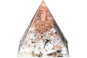 ‎QINJIEJIE QINJIEJIE Groß Kristall Pyramide Orgonit Pyramide Edelstein Stein Moonstone Harz Pyramide Meditation Natürliche Reiki Spirituelle Deko Esoterik Geschenke 6cm