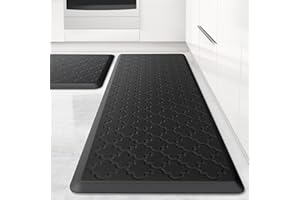 AIYJWXINP Küchenläufer 2 Stück Teppich Küche Waschbar rutschfest Küchenteppich Kitchen Mat Küchen Teppich Läufer Küche-Teppich mit Ölfest Wasserdicht Küchenmatte für Küche Läufer Flur(44x75+ 44x150CM,Schwarz)