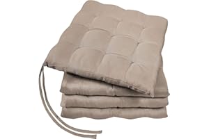 ‎GREEN MARK TEXTILIEN GREEN MARK Textilien Basic 4er-Set Sitzkissen Stuhlkissen für Außen oder Innen 40x40cm weich gefüllt, Sand/Beige