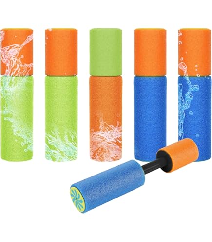 Bombe A Eau PIWOSGOL 4 Pièces Pistolet à Eau Colorée, 21.5cm Pistolet A Eau Mousse Bombes à Eau Réutilisables