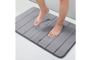 smiry Memory Foam Bath Mat, 40 x 60 cm, Extra Soft Non-Slip, Super Absorbent Bath Mats for Bathroom Floor, Machine-Washable Dry Bath Rug Foot Mat, Dark Grey