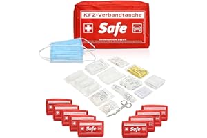 4BUSINESS 10 x Kfz Verbandstasche | Inhalt nach neuester Norm 13164:2022-02 | europaweit nutzbar | Verbandskasten Auto