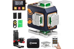 4x360°Självutsläppslasernivå, Cigman Intelligent lasernivå-app, med typ-C-uppladdningsbart litiumbatteri, 4D horisontell/vertikal tvärlinje, magnetisk bas, (CM-S02)