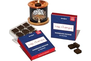 Nag Champa Incense Bricks (2 x 9 Bricks) & Tree of Life Exotic Incense Burner by Aromafume | Made with Sandalwood, Jasmine, Ylang Ylang & Champa flower | Natural, Low Smoke, Non toxic