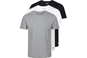 Reebok Men's Santo Shirt, Black/White/Grey Marl, Pack of 3