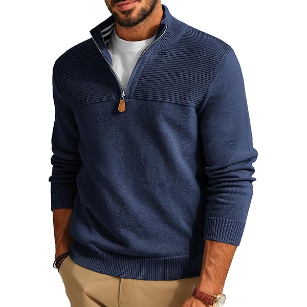 JMIERR Herren Pullover Mit 1/4-Knöpfen - Warmer Rollkragen Für Winter