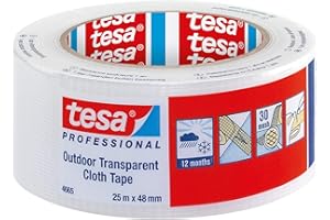 TESA UK tesa profesjonalna taśma klejąca, wodoodporna, przezroczysta taśma zewnętrzna do naprawy, 48 mm x 25 m