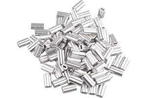Futheda 100 szt. Aluminiowe zaciski pętelkowe z podwójnymi tulejkami/otworami na 1,2 mm Linka kablowa srebrny ton