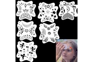 Syiyunran Wiederverwendbare Gesichtsmalerei Schablonen - 6 Malerei Schablone Zubehör, Größe 13x13cm, Geeignet für Tattoos Kinder Künstler Urlaub Make-up，auf Wände Böden Leinwand Kissen Dekorationen
