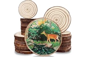 ‎ANGOONI Angooni 24 Stück Natürliche Holzscheiben, 3-4 cm 5-6 cm 7-8 cm Runde Holzscheiben zum Basteln, Klein Baumscheibe mit Rinde, für DIY Handwerk, Weihnachtsschmuck